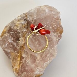 🪸'Coral Coast'✨Handmade Wire-wrapped Red Coral Ring Size 7.5🌟